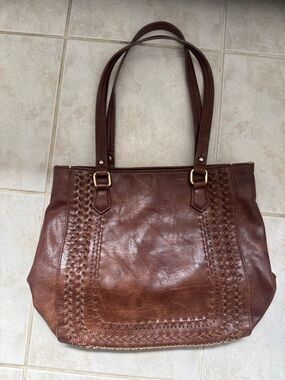 Classic Brown Leather Tote Bag - Women's MADISON WEST